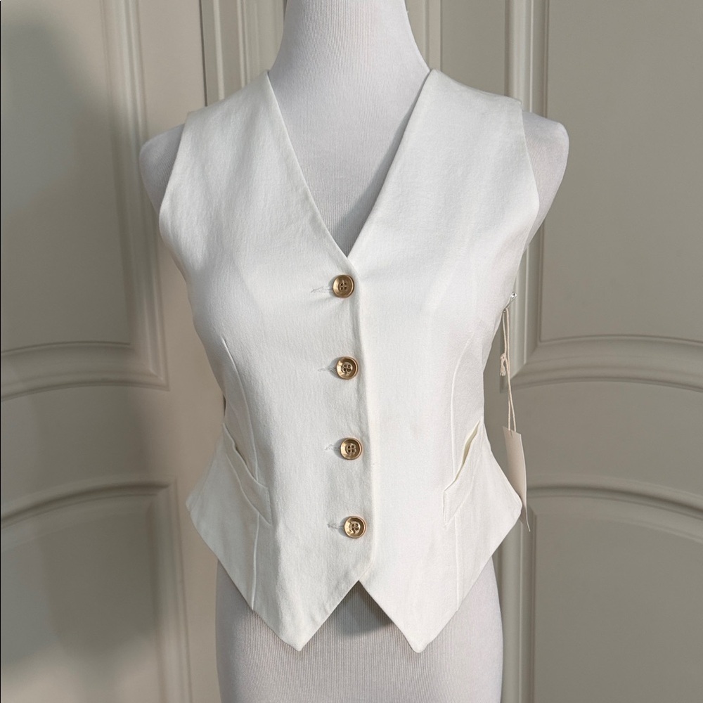 Stylish Ivory White Buttoned Vest